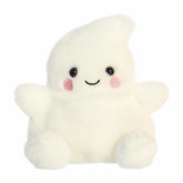 Adorable ghost plush with bright eyes, rosy cheeks, and a soft, whimsical shape. Ideal for festive displays.